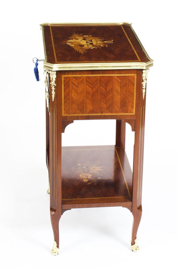 Antique Antique French Parquetry & Marquetry Table en Chiffonière Work Table 19th C