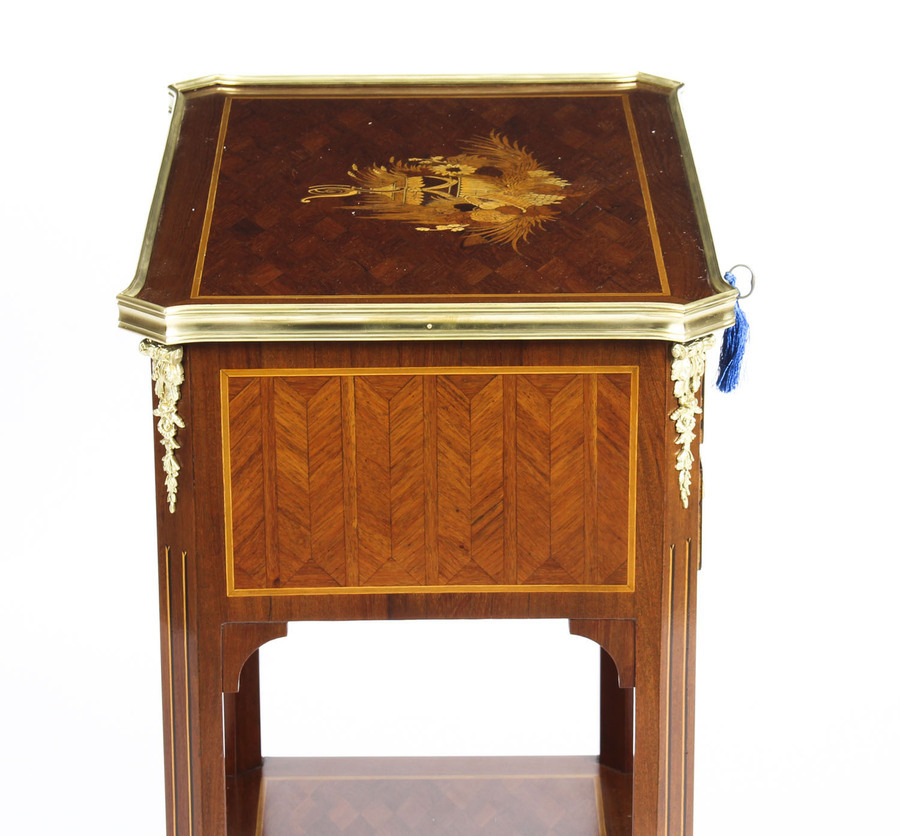 Antique Antique French Parquetry & Marquetry Table en Chiffonière Work Table 19th C