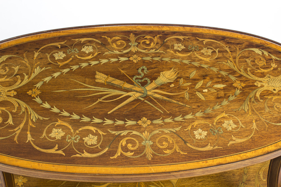 Antique Antique English Mahogany & Satinwood Etagere Tray Table c.1890
