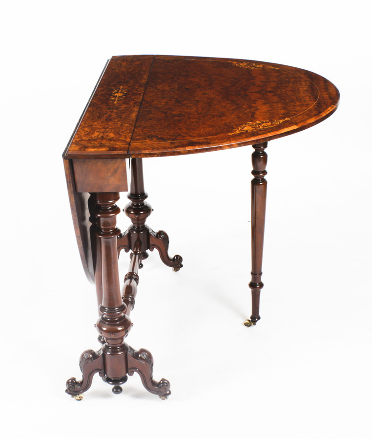 Antique Antique Victorian Burr Walnut & Inlaid Sutherland Table c.1870 19th C