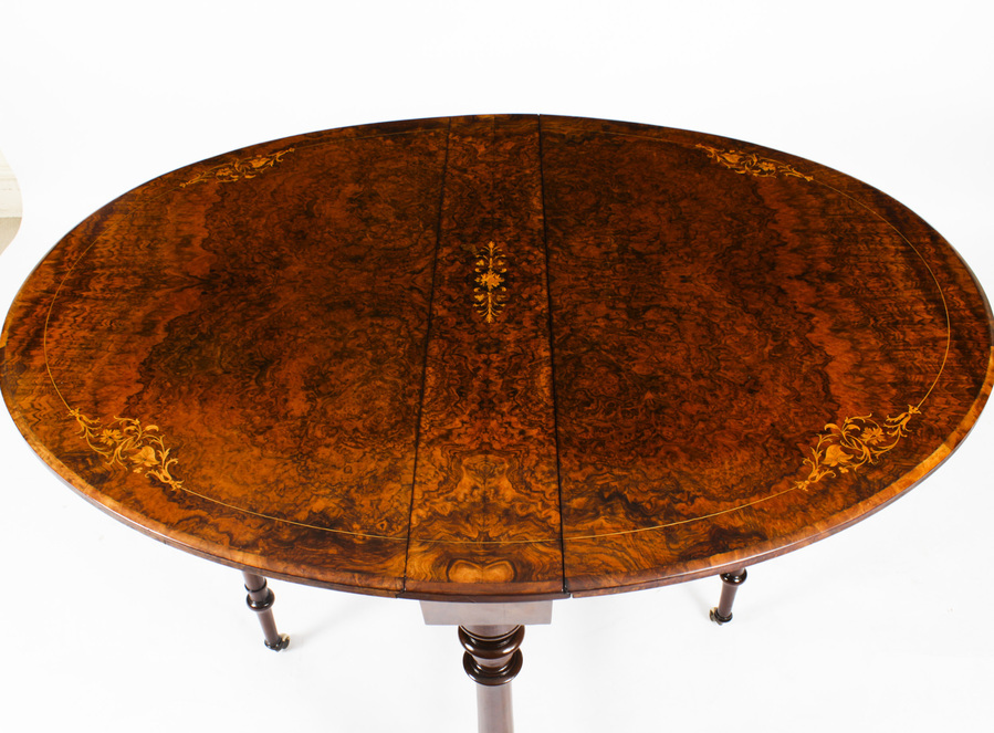 Antique Antique Victorian Burr Walnut & Inlaid Sutherland Table c.1870 19th C