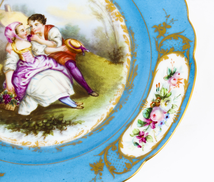 Antique Antique Sevres Blue Celeste Porcelain Plate c.1880 19th C