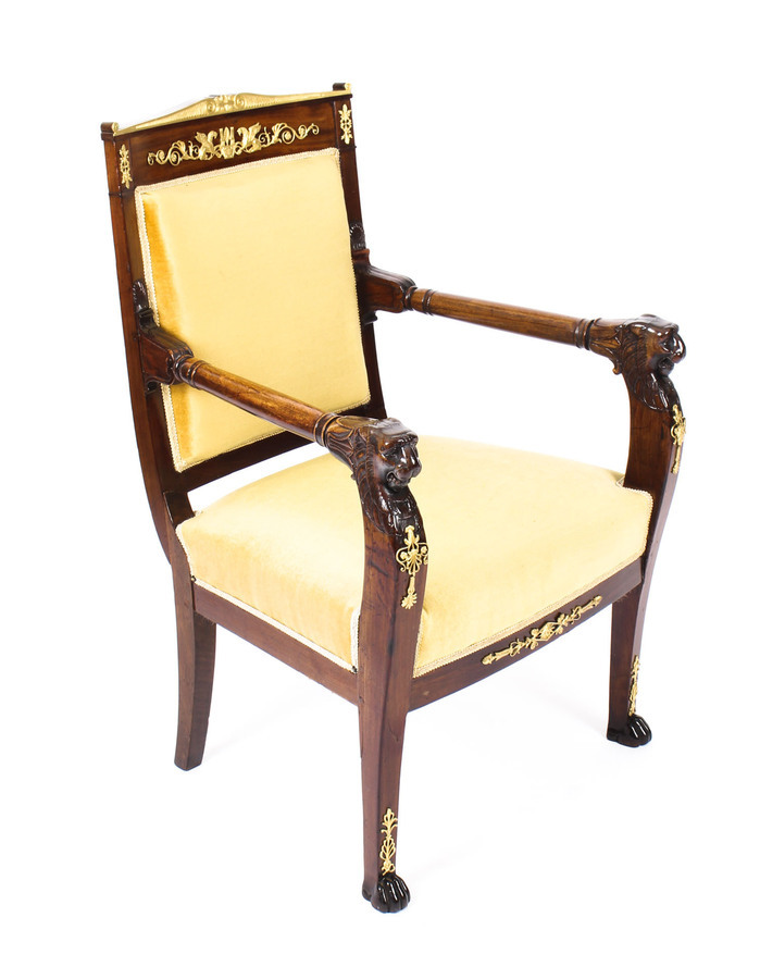 Antique Antique French Empire Mahogany & Ormolu Mounted Armchair Early 19th Century