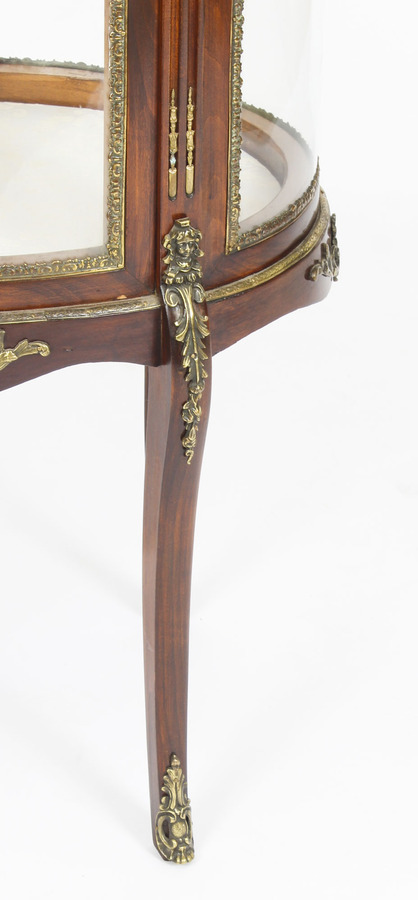 Antique Antique Mahogany Ormolu Mounted Bijouterie Display Cabinet 19th Century