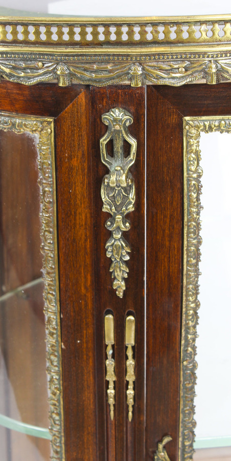 Antique Antique Mahogany Ormolu Mounted Bijouterie Display Cabinet 19th Century