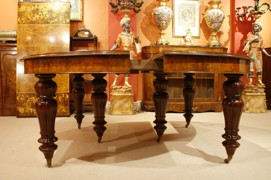 Antique Huge 5 Meter Marquetry Extending Burr Walnut Bespoke Dining Table
