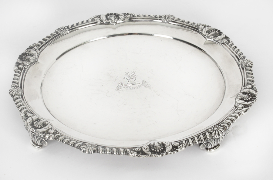 Antique Antique Paul Storr George III Sterling Silver Salver 1811 19th Century