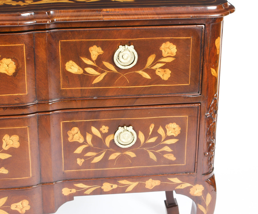 Antique Antique Dutch Mahogany and marquetry block front commode chest c.1820 19th C