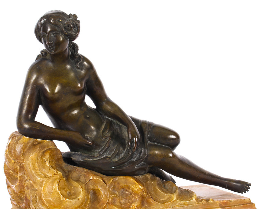 Antique Antique Pair Bronze Semi-Nude Classical Ladies Sculptures / Bookends 19th Cent