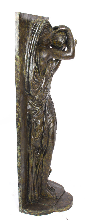 Antique Vintage Large Bronze Statue Fountain of Classical Lady with Amphora Late 20th C