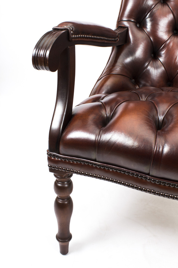 Antique Bespoke English Handmade Carlton Leather Desk Chair BBO
