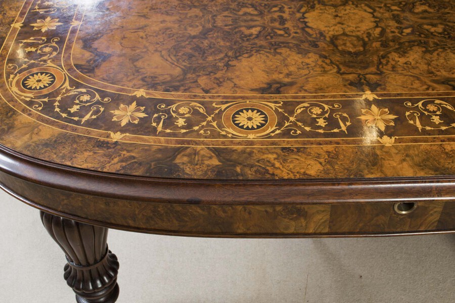 Antique Huge Handmade 17ft Marquetry Burr Walnut Bespoke Dining Table