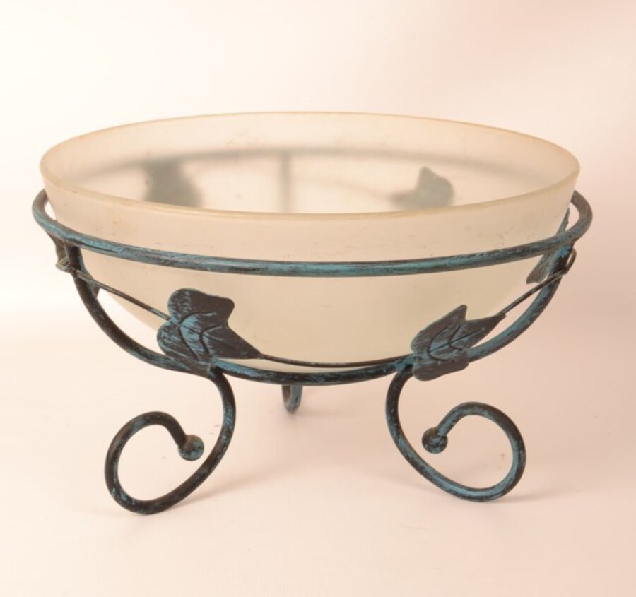 Antique Vintage Glass & Bronze Centrepiece Bowl