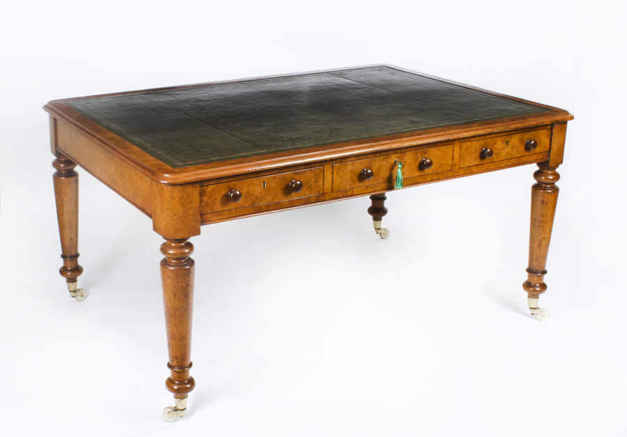 Antique Victorian 6 Drawer Pollard Oak Partners Writing Table Desk C1850 19th C