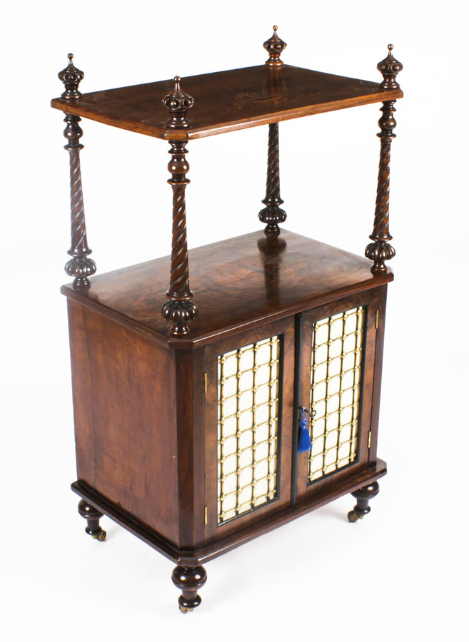 Antique Victorian Walnut Music Cabinet What Not 19th Century