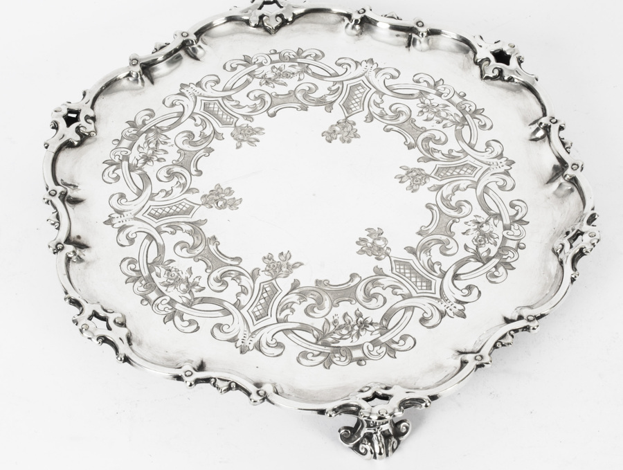Antique Old Shefield Silver Plated Salver by Smith, Sisson & Co C1830 19th C