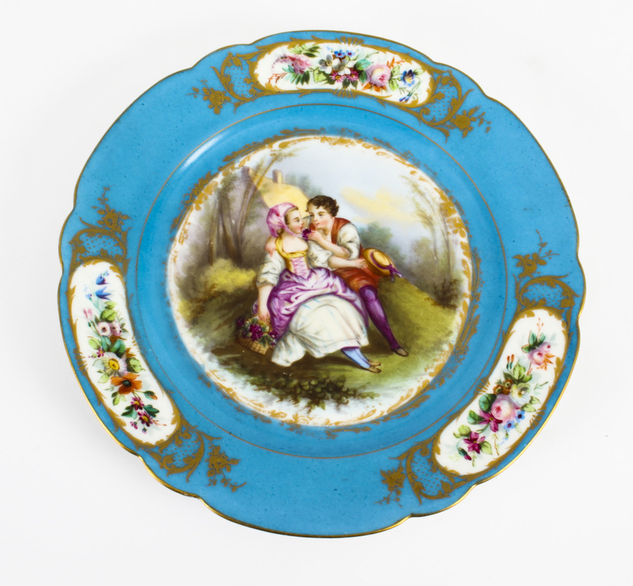 Antique Sevres Blue Celeste Porcelain Plate c.1880 19th C