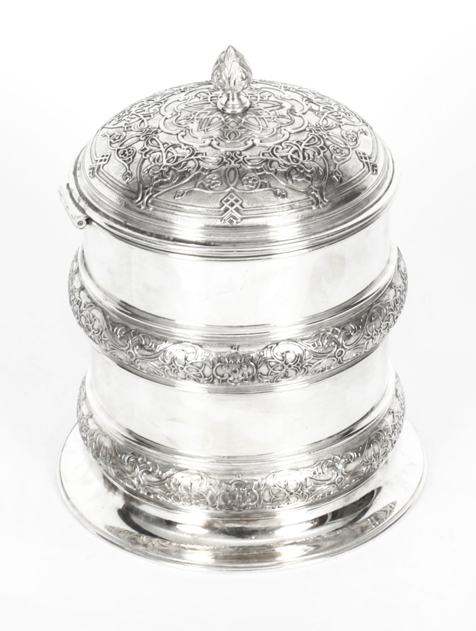 Antique Silver Plate Drum Biscuit Box Elkington & Co 19th Century