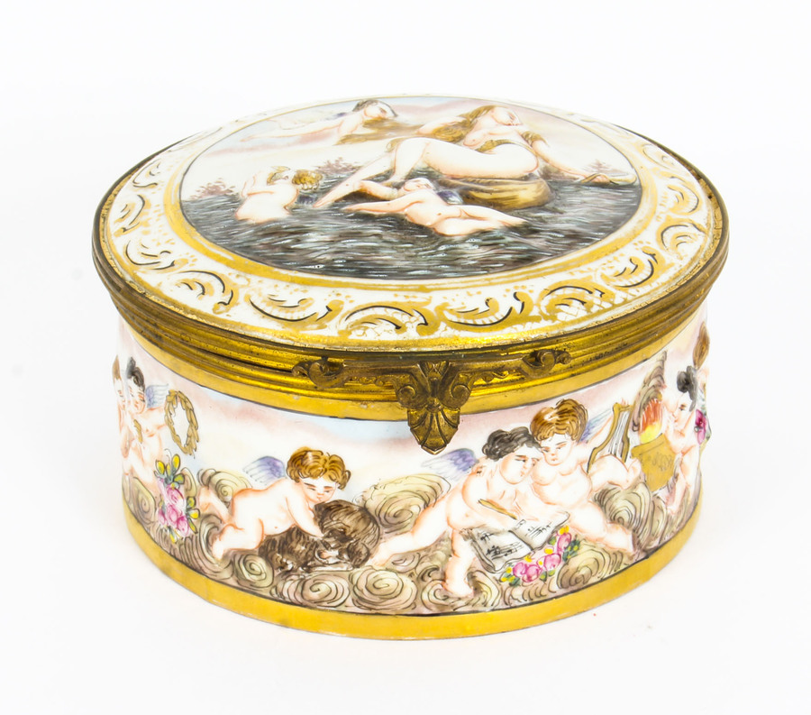 Antique Italian Capodimonte Porcelain Table Casket 19th C