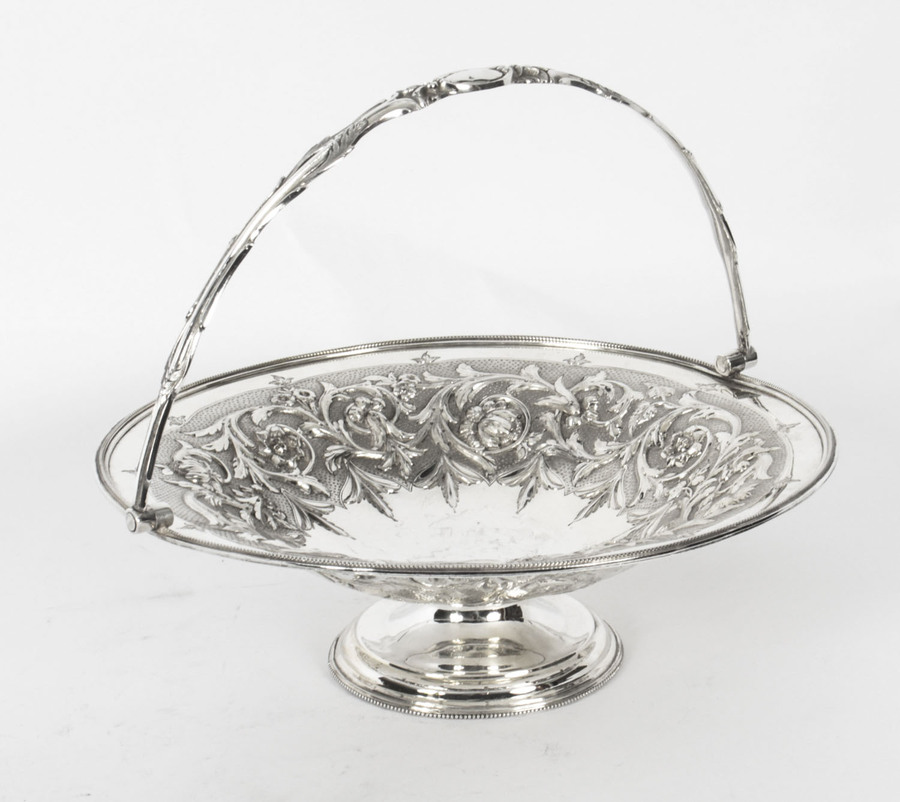 Antique Victorian Silver Plated Fruit Basket William Gallimore & Co 19th C