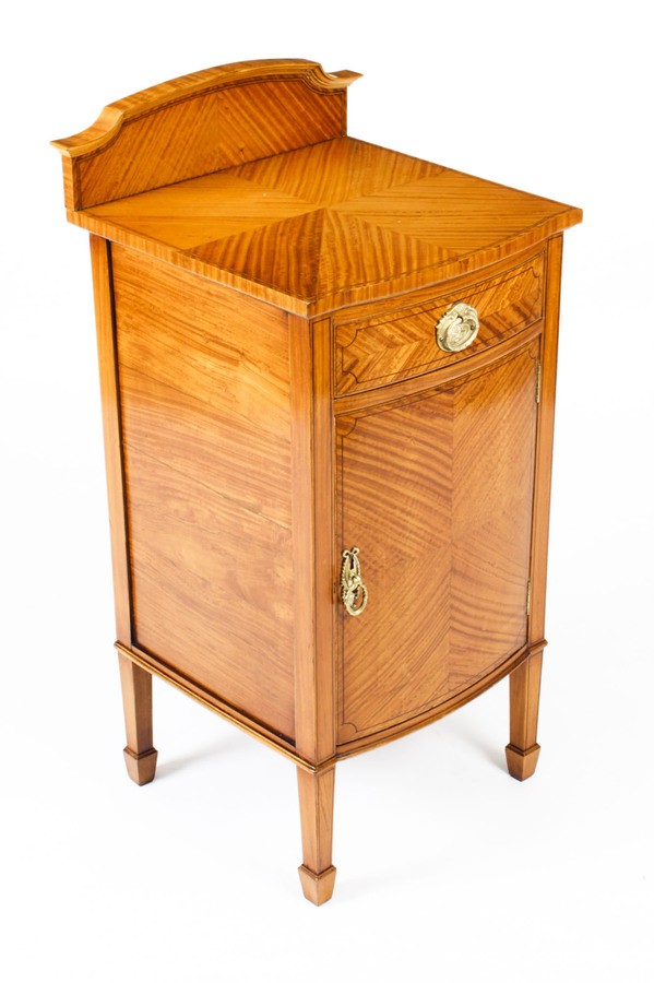 Antique Satinwood & Inlaid Bedside Cabinet c.1880 19th Century