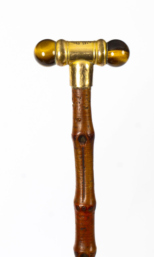 Antique George V Tiger's Eye Swagger Stick Cane Circa1916