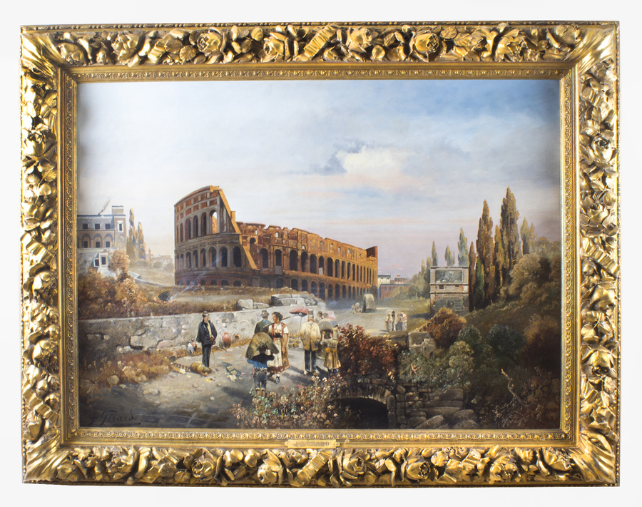 Antique Oil Painting François Gérard 1770 - 1837 of The Colosseum Circa 1820