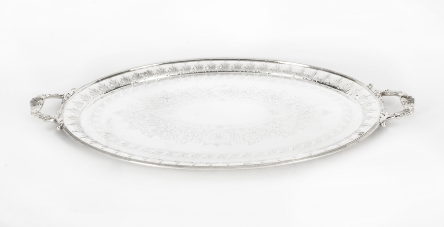 Antique Victorian Neo Classical Oval Silver Plated Tray William Hutton 19th C
