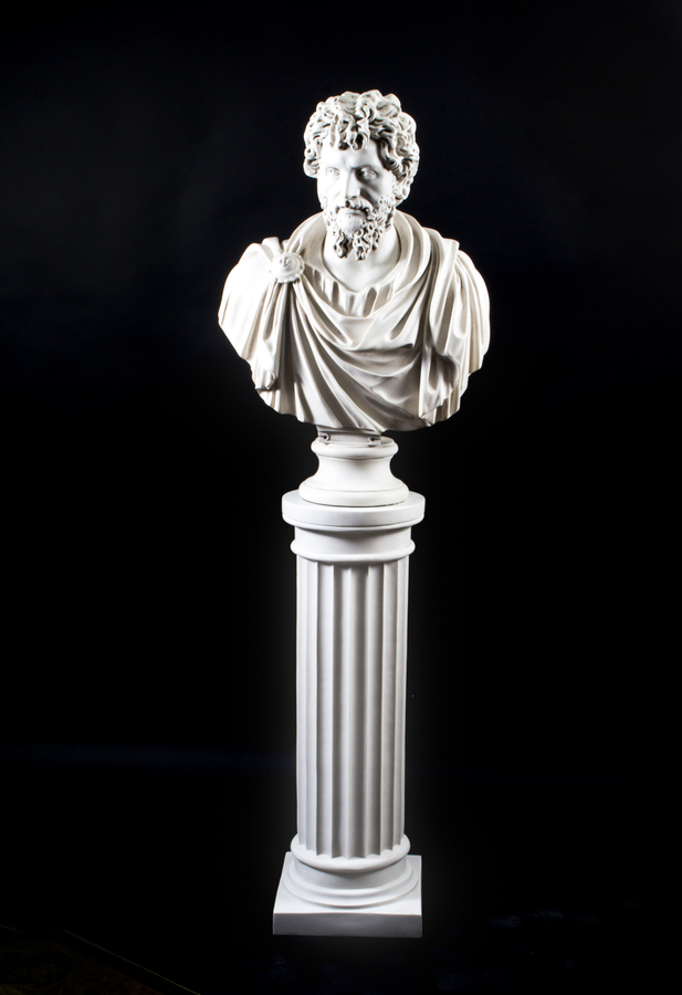 Marble Bust & Pedestal Roman Emperor Lusias Versus