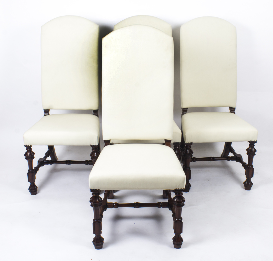 Bespoke Set 4 Carolean Style Upholstered High Back Dining chairs