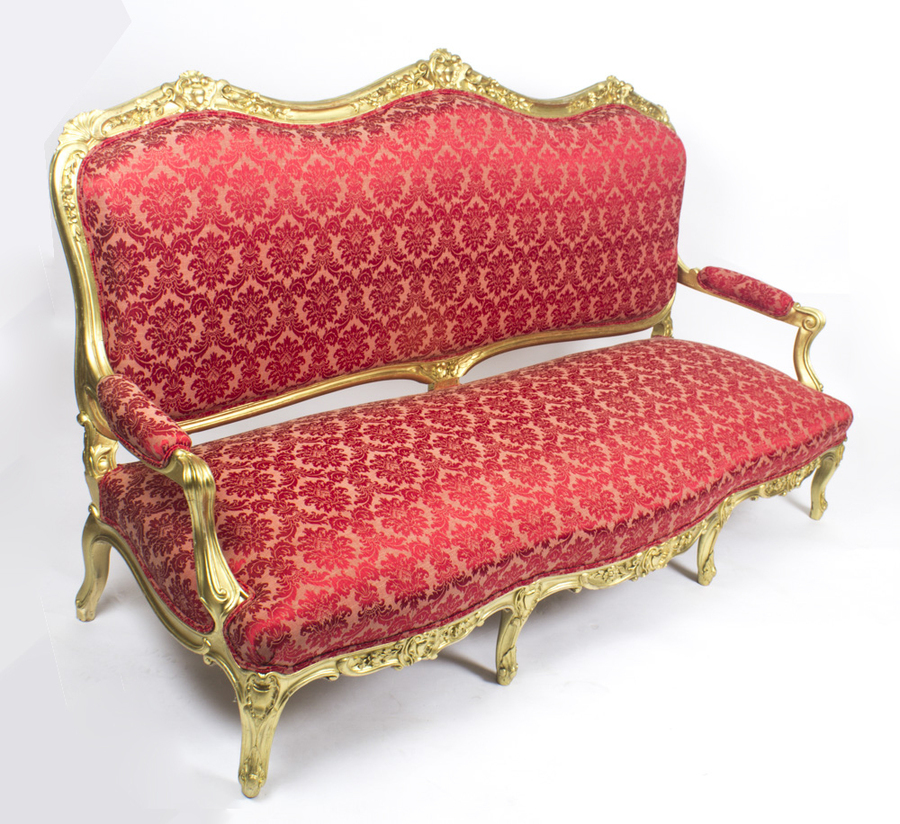 Antique French Giltwood Framed Canape' Settee from Humewood Castle c1870