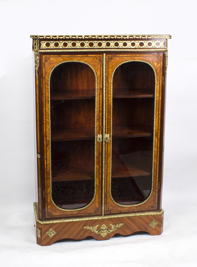 Antique Victorian Burr Walnut Low Display Cabinet C1860