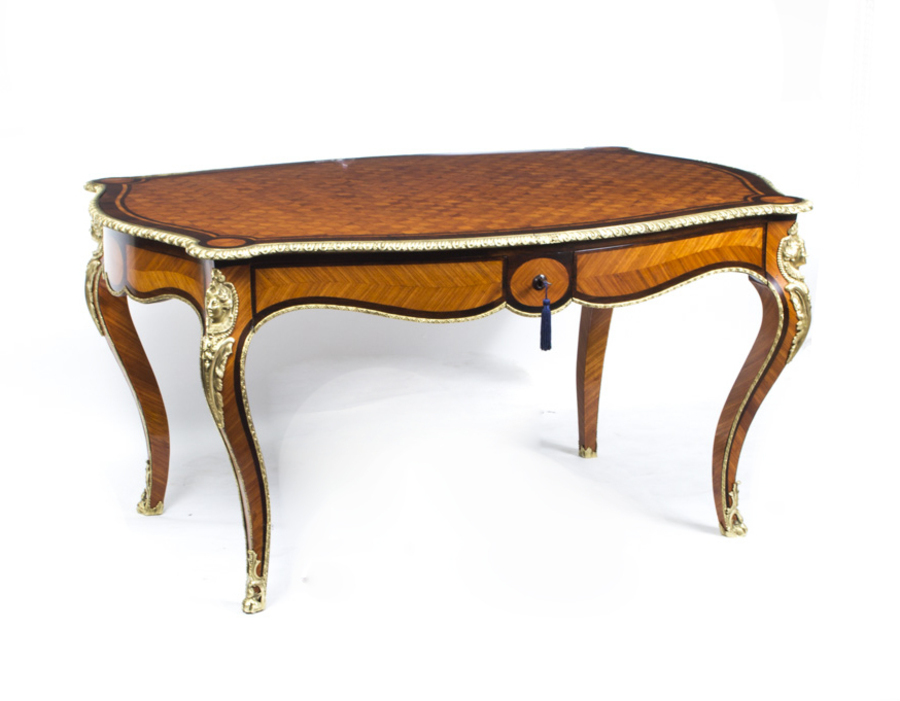 Antique French Bureau Plat Parquetry Writing Table c.1860