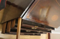 Antique George III Mahogany Bureau Desk shell inlay 2 short over 3 long draws