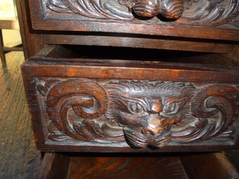 Antique Antique Davenport solid carved oak c1880's