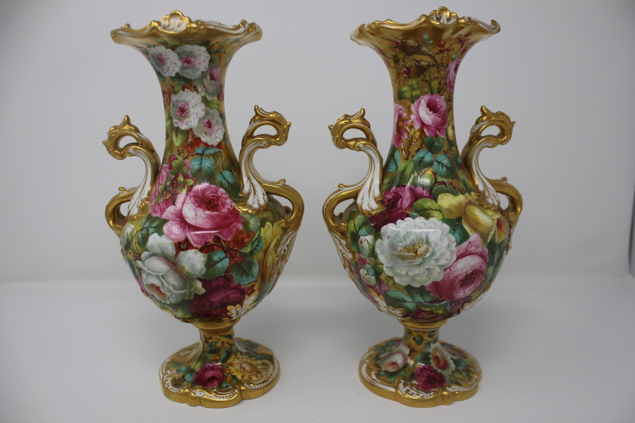 Antique Early 20thC Pair Spode Handpainted Vases - Thomas Hassall (1878 - 1940)