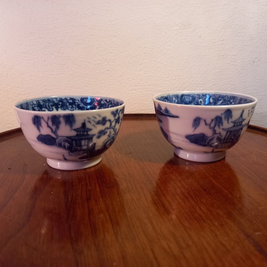 Antique First Period Worcester Tea Bowls