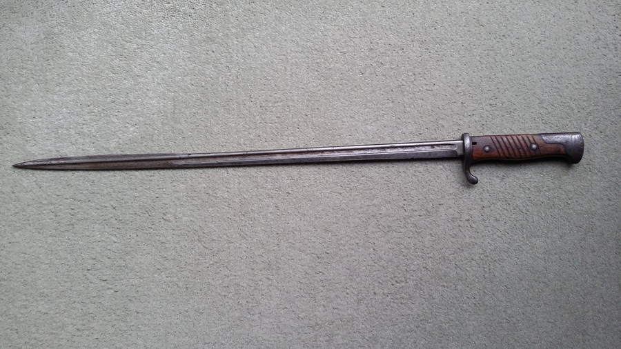 Antique Good WW1 Imperial German Seitengewehr 1907 Dated  Model 1898 Pipe Back Bayonet By C G Haene.