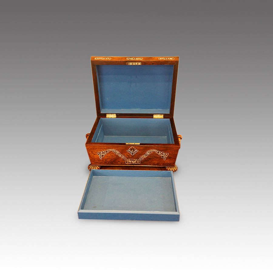 Antique Antique rosewood inlaid jewellery box