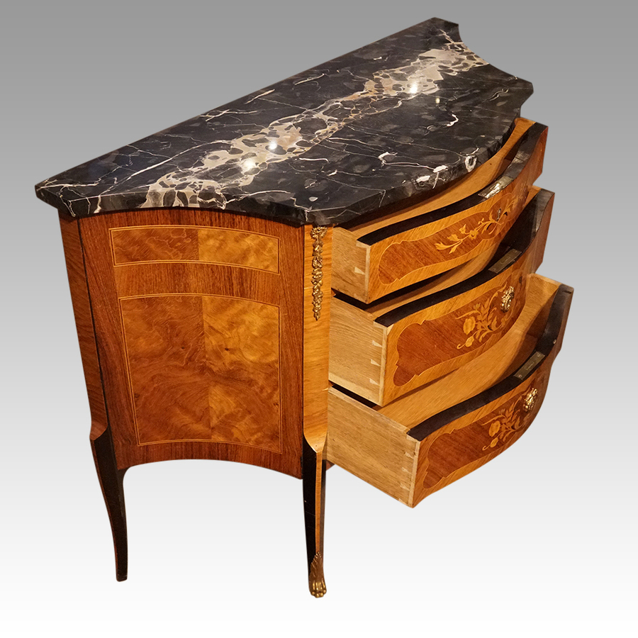 Antique Continental small marquetry chest