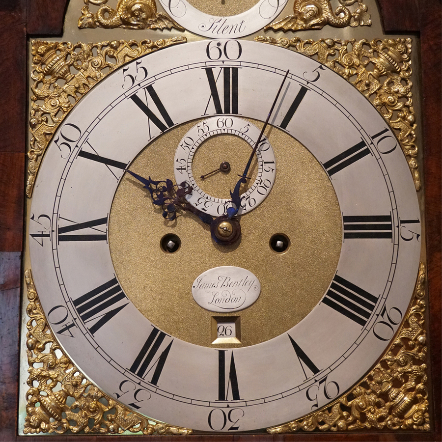 Antique George III walnut longcase clock by Bentley London