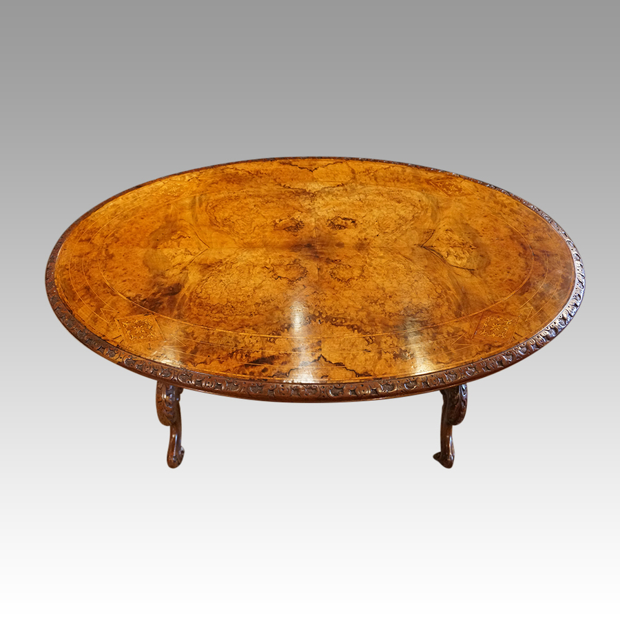 Antique Victorian inlaid walnut centre table