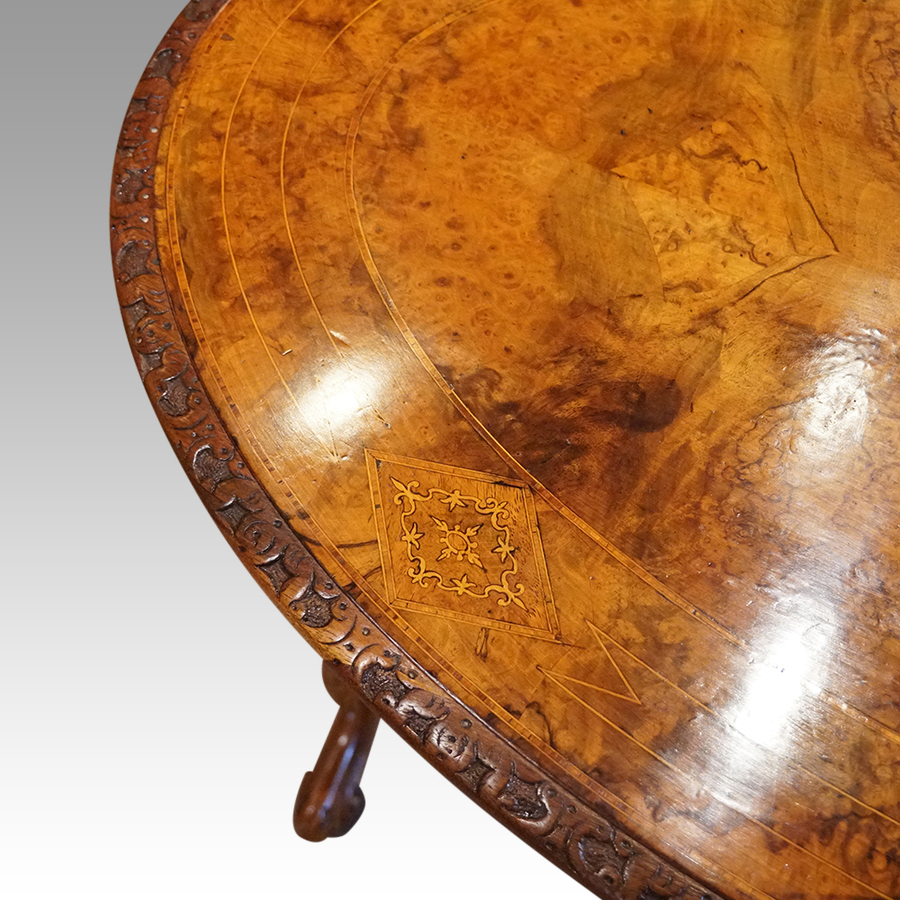 Antique Victorian inlaid walnut centre table
