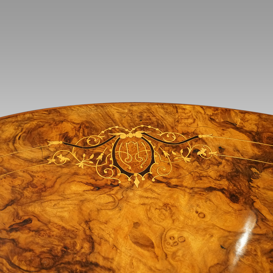 Antique Victorian inlaid walnut coffee table