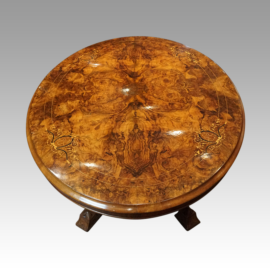 Antique Victorian inlaid walnut coffee table
