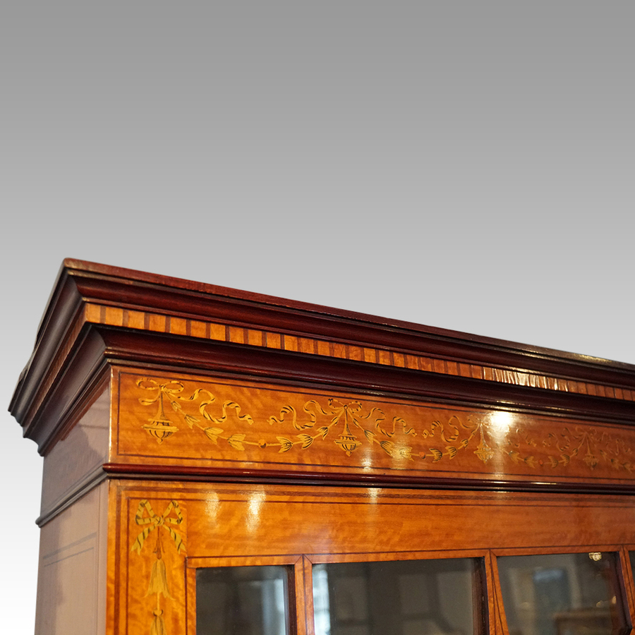 Antique Victorian satinwood inlaid display cabinet