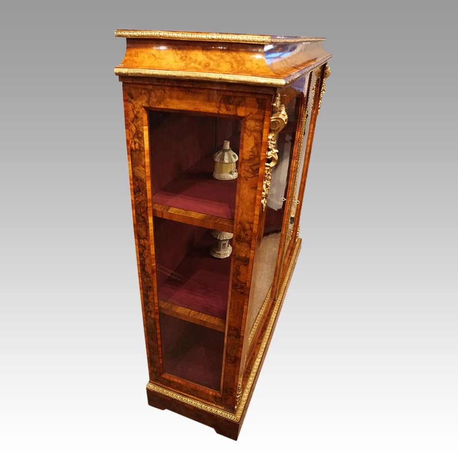 Antique Victorian walnut display cabinet