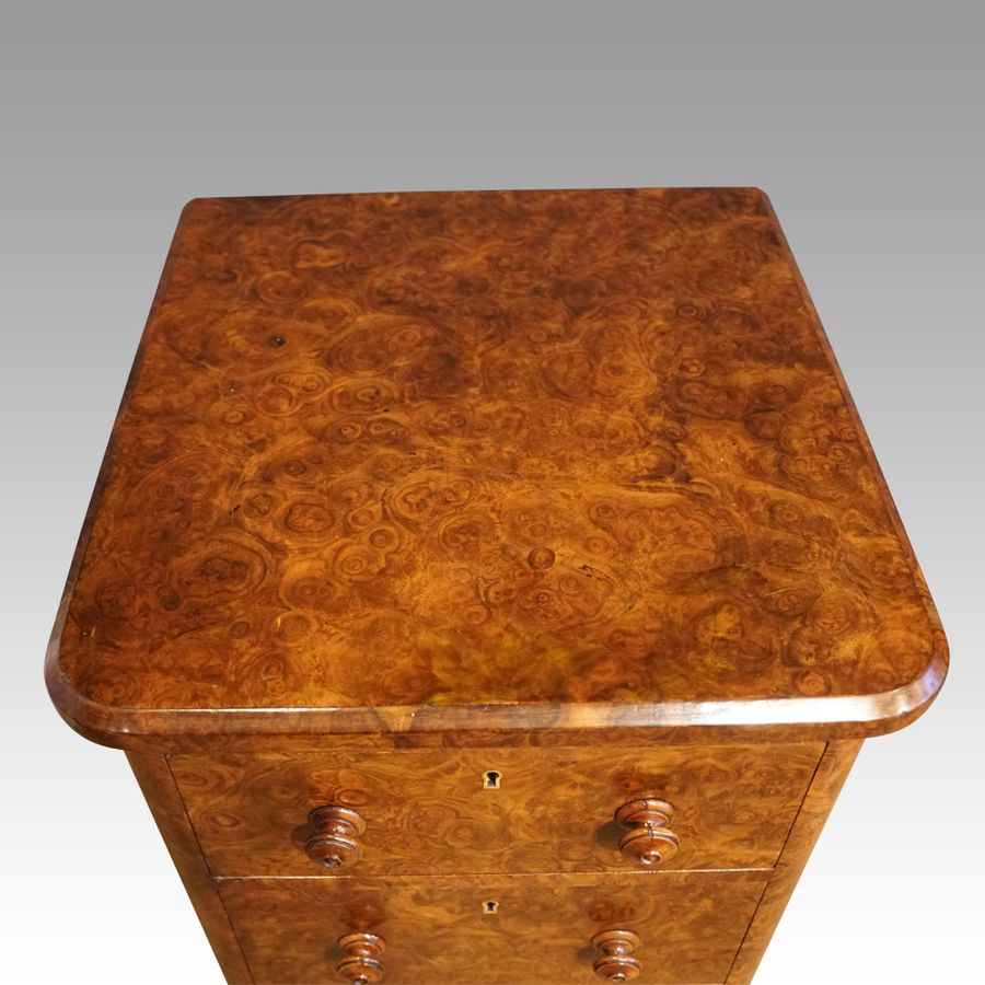 Antique Victorian burr walnut pedestal chest