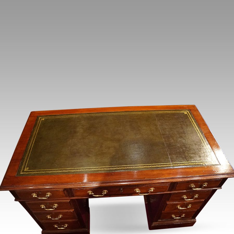 Antique Edwardian mahogany pedestal desk 122cms
