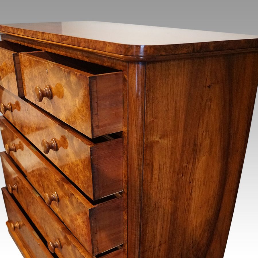 Antique Victorian burr walnut chest of drawers